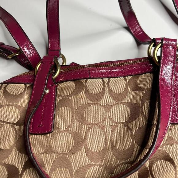 Coach F24884 Signature Stripe Python 2-Way Satchel & Matching Wallet Khaki Magen - Picture 14 of 15